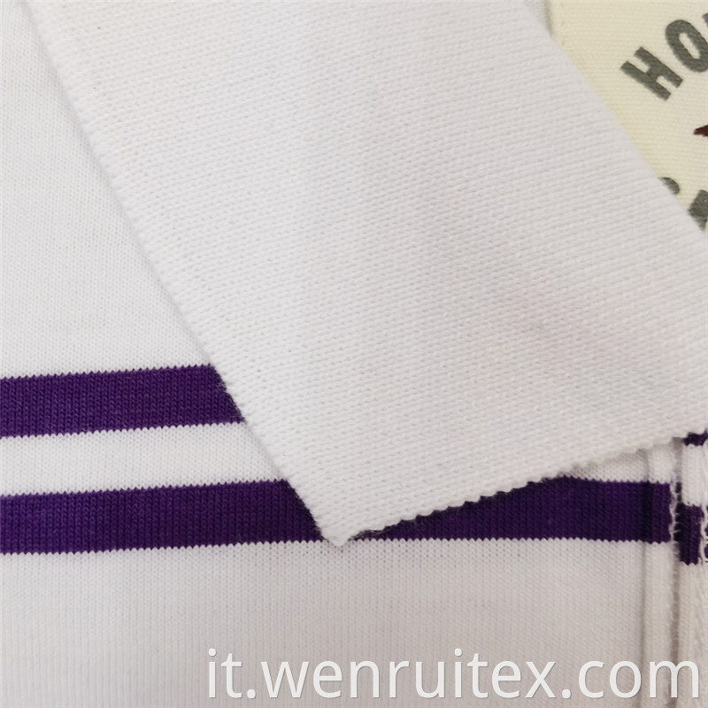 Polyester Cotton Striped Short Sleeve Lapel Polo T Shirt